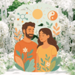 Femeie și bărbat relaxați în natură, simbolizând echilibrul hormonal și starea de bine.